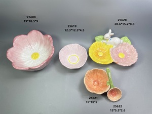 Juego de Vajilla de Cerámica con Diseño de Flores, Venta Directa de Fábrica, Tazón Creativo de Tulipanes Rosas, <span class=keywords><strong>Plato</strong></span> de Cerámica para Postre y Pastel, <span class=keywords><strong>Plato</strong></span> Simple para Cena - Product Image 4