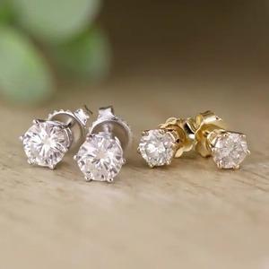 Pendientes de Lujo con Baño de Oro de 14K y Diamante de Laboratorio de 1CT, Estilo Vintage, Certificado IGI, para Bodas, Fiestas o Regalos - Product Image 2