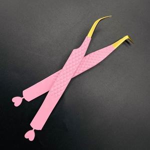 แหนบขนตาปลอมรูปหัวใจสีชมพูน้ำหนักเบาปลายปลายปลายแหลมจับง่ายเครื่องมือความงามที่ยั่งยืน - Product Image 5