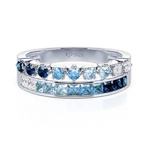 Jeulia Rhodium Plated Sterling <b>Silver</b> Gradient Double Row <b>Eternity</b> Band <b>Ring</b> - Product Image 1