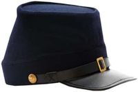 Gorro Kepi Civil W de Lana Azul con Visera de Cuero, Gorro Histórico Grande para Recreaciones Históricas