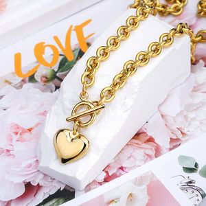 Collier en acier inoxydable plaqué or 18 carats, colliers en forme de cœur d'amour, Bracelets stéréoscopiques en forme de cœur ou de fermoir, cadeau pour femmes - Product Image 4