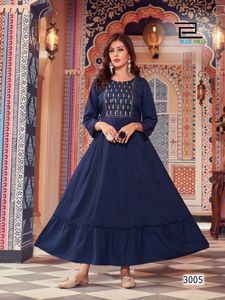 ชุด anarkali kurti ชุดสูทยาวชุดสูท kurti ทำจากวัสดุผ้าชีฟองพร้อมซื้อจากผู้ผลิต gujarat - Product Image 3