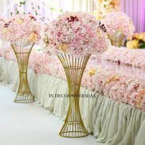 Look charmant meilleure qualité métal de haute qualité plaqué or Unique Designer fleurs affichage Vase mariage pièce maîtresse décor approvisionnement - Product Image 1