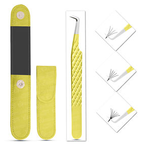 Pinzas de pestañas duraderas de 90 grados especializadas del fabricante al por mayor de acero inoxidable recubiertas de color con punta puntiaguda - Product Image 1