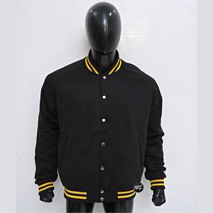 Veste d'université d'hiver pour hommes respirante et personnalisée en gros manches en peau de vache noire corps en laine logo personnalisé lapin grande taille - Product Image 1