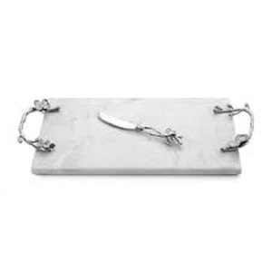 White <b>Marble</b> <b>Tray</b> Silver Handles Solid <b>Marble</b> Fancy New Design Eco-Friendly Dishwasher-Safe Food-Contact Safe Table Serving <b>Tray</b> - Product Image 5