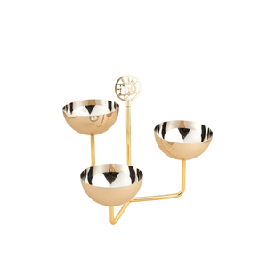 Bol de service fait main à trois dates avec plateau de service poli brillant métallique sûr pour la décoration de table à manger - Product Image 4