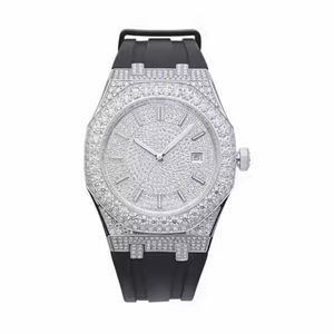 Reloj Mecánico de Lujo con Diamantes de Imitación Vvs, Correa de Cuero y Acero Inoxidable, Alta Calidad de Fábrica, Estilo Hip Hop, Unisex - Product Image 1