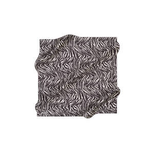 Black and White Silk Square Scarf with Geometric Pattern - Product Image 1
