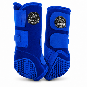 รองเท้าบู๊ตป้องกันขาสำหรับม้า Tough Tack Horse Splint Boots สีน้ำเงินรอยัล ทำจากไมโครไฟเบอร์ พร้อมพื้นรองเท้า Hex Grip สำหรับขี่ม้า รุ่นปี 2026 - Product Image 1