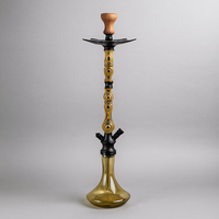 Kit Chicha Portable au Design Vintage en Aluminium, avec Tige Métallique Sculptée Rétro et Embout Moderne