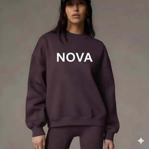 Sweat-shirt oversize pour femme, col montant, imprimé, avec badge à paillettes, streetwear, coupe ample, tissu doux, haut décontracté pour l'hiver - Product Image 1