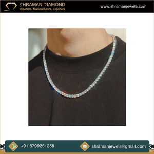 Collar de Diamantes de Moissanita Brillante de 5 mm con Eslabones de Tenis Personalizados, Plata de Ley 925, Geométrico, Estilo Hip-Hop, Regalo de Boda para Hombre - Product Image 4