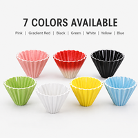 Filtre à café réutilisable en céramique cannelée colorée en forme de V pour la préparation du café à la maison ou au café (vente en gros)