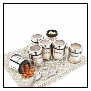 Maxfresh 7-Dabba Alambre de Plata Redondo Masala Dabba Set 7 Cucharas Hogar Cocina Ecológico Especias Herramientas Material Plástico - Product Image 2