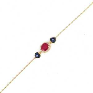 925 Sterling <b>Silver</b> Heart-Shaped Chain <b>Bracelet</b> with Red Crystal Stone Women's <b>Bangles</b> & <b>Bracelets</b> Product - Product Image 2