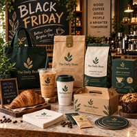 Casquettes de café et fournitures de marquage de café AT PACK pour la Black Friday |   Emballages de café avec logo personnalisé, tasses, sacs et ensembles de marchandises