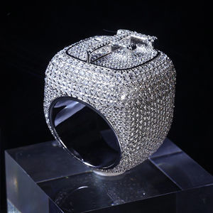 Joyería fina para hombre, elegante anillo de Hip Hop de Plata de Ley 925, Diamantes de moissanita redondos para compromiso de boda o fiesta - Product Image 2
