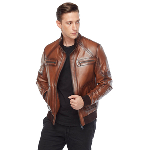Chaqueta de motorista de cuero para hombre de estilo Popular de otoño en diferentes colores, venta al por mayor, chaquetas de motorista de cuero Pu con cremallera a la moda para hombre - Product Image 3