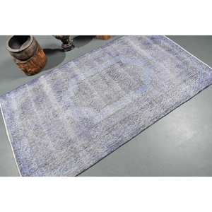Alfombra de lana hecha a mano clásica azul gris de 3,8x6,7 pies, alfombras turcas, patrón de retazos para sala de estar, dormitorio, felpa de látex, nuevo lanzamiento - Product Image 2