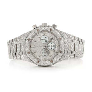 Montre de luxe en acier inoxydable sertie de moissanite Glacier King ETA - Product Image 1
