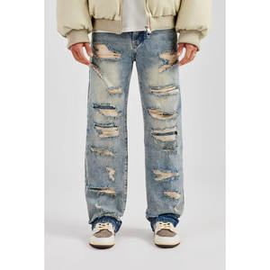 OEM Denim Baggy <b>Jeans</b> for <b>Men</b> Relaxed Fit Straight Leg Casual Loose Distressed Denim Comfortable Pants - Product Image 5