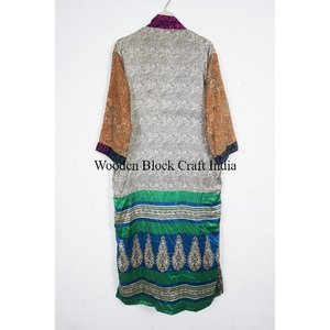 Wholesale Elegant Vintage <b>Silk</b> Saree <b>Kimono</b> Long Dress Stylish Multi Color Floral Design Breathable Summer Indian Boho <b>Kimono</b> - Product Image 5