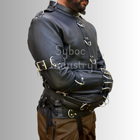 Hommes nouveau Style hiver décontracté en cuir équipement col rabattu détroit vestes fermeture à glissière brut non tissé Bondage équipement-ajusté