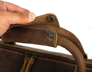 Genuine Leather Weekender <b>Duffel</b> <b>Bag</b> Zipper Closure Durable Travel <b>Bag</b> for Men and Women - Product Image 5