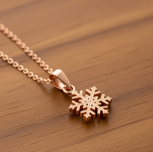 Collier chaîne à maillons en argent sterling 925 pendentif flocon de neige en vermeil plaqué or rose de haute qualité pour les fêtes cadeaux chrétiens - Product Image 2