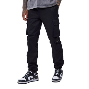 Top Quality <b>Men's</b> <b>Black</b> Cargo <b>Pants</b> Drawstring Waist Zipper Multi-Pocket Design Factory Direct Wholesale Supplier - Product Image 1