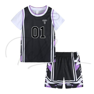 Ensemble d'uniformes de basket-ball pour jeunes garçons, personnalisable, respirant, de haute qualité, 100% polyester, séchage rapide, évacuation de l'humidité, confortable - Product Image 1