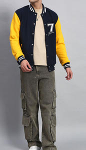 Sweat-shirt à manches longues en laine de haute qualité, veste bomber universitaire pour homme, unisexe, avec col montant, logo brodé sur le devant - Product Image 5