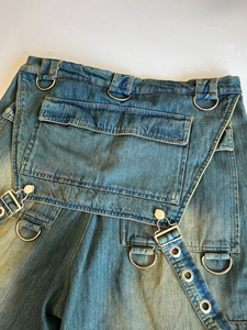 Pantalon en denim délavé vintage à bretelles personnalisées avec œillets anneaux en D pour hommes pantalon baggy à la mode délavé à l'acide - Product Image 4