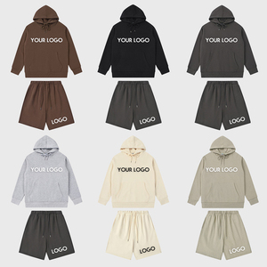 Custom Street Wear Men's Hoodies Shorts Sweatsuit Tracksuit Custom Logo 3D Puff Print Oversized Hoodie and <b>Sweatpants</b> <b>Set</b> Men - Product Image 2