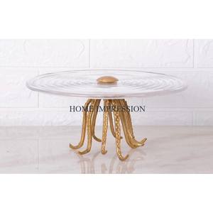 Présentoir à Dessert et Gâteau en Verre Transparent Octopus Conception de Stand de Couleur Or Événements et Fêtes d'Anniversaire pour Accessoires de Table - Product Image 1