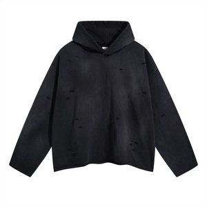 Sweat à capuche de qualité supérieure avec logo personnalisé en coton oversize délavé à l'acide pour hommes - Product Image 2