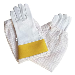Beekeeping Goatskin Leather Ventilated Gloves With Rubber Cuff High Quality Beekeeping Protective Gear - Product Image 5