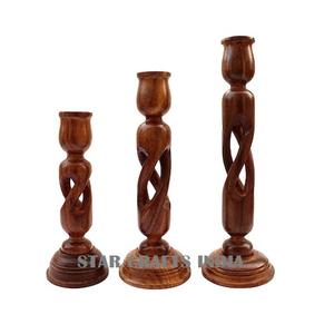 OEM/ODM en bois marché au détail présentoir chandelier bougeoir en bois pour la maison dîner table fêtes de noël fêtes à la maison - Product Image 3