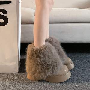 Botas de nieve para mujer, cálidas, de felpa, de PU, con plataforma, tacón grueso, botines. - Product Image 5