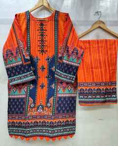 Shalwar Kameez de alta calidad para damas, trajes confeccionados bordados de exportación paquistaní en algodón/césped, decoración de encaje de talla grande - Product Image 2