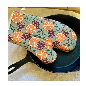 Manopla de horno con estampado de frutas naranjas para todo el trabajo de invierno, alta calidad, 100% algodón, sostenible, reutilizable, respetuoso con el medio ambiente, venta al por mayor - Product Image 3