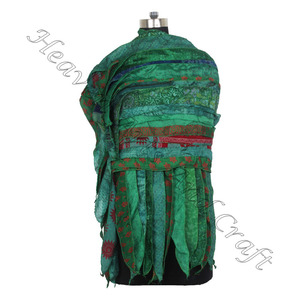 Beautiful <b>Long</b> & Wide Multi Colo15 Strips Wrap <b>Scarves</b> Recycled Wholesale Manufacturer From India Sari Patches Reversible <b>Scarf</b> - Product Image 4