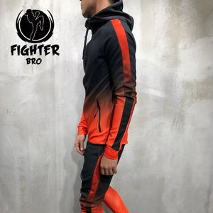 Chándal de algodón ecológico con cremallera, estilo informal de verano, con pantalón acampanado y diseño apilado, cortavientos para hombre - Product Image 1