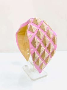 Nouveaux bandeaux perlés en gros avec patchs personnalisés, bandeaux noués en perles à vendre - Product Image 2