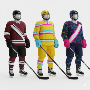 Ensemble d'uniformes de hockey sur glace en maille à séchage rapide en polyester 100% de qualité Pro-Maillot et chaussettes au design personnalisé avec marque personnalisée - Product Image 5