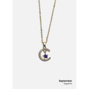 Collana A3shop Miss a Trendy con Catena a Maglie in Titanio Placcato Oro, Design Geometrico Luna e Stella con Pietre Principali in Diamante, Perla e Zircone - Product Image 3