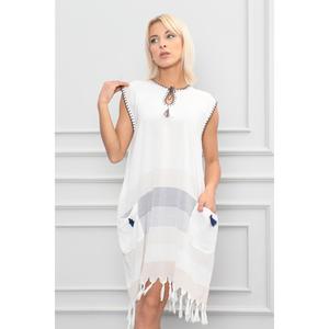 Vestito da spiaggia perizoma. Tessuto in filato di cotone, accessorio realizzato a mano-bardrum