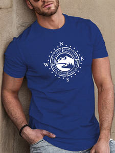 Camiseta de Manga Corta para Hombre, Verano 2025, Calidad Premium, Estampado de Brújula, Corte Holgado Informal, Talla Grande, Cuello Deportivo - Product Image 3
